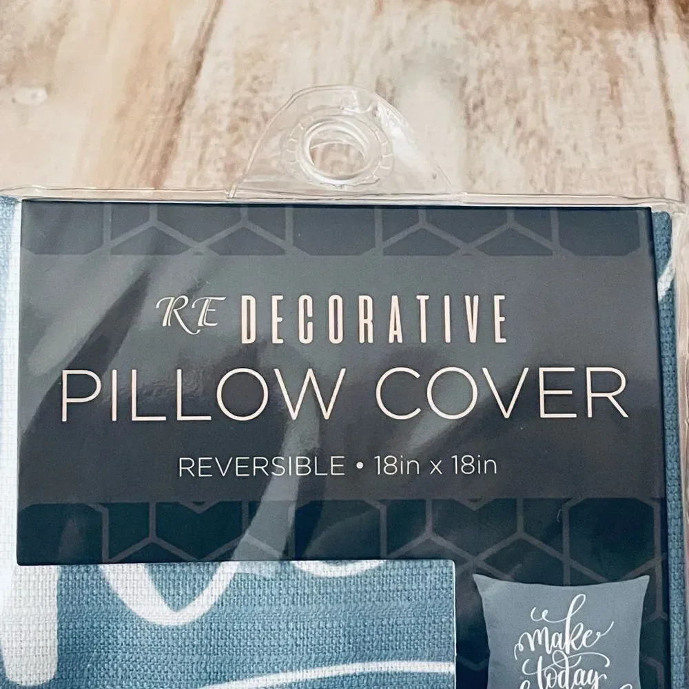 NWT Make Today Beautiful 18×18 Sage Green / Grey Reversible pillow/Cushion Cover